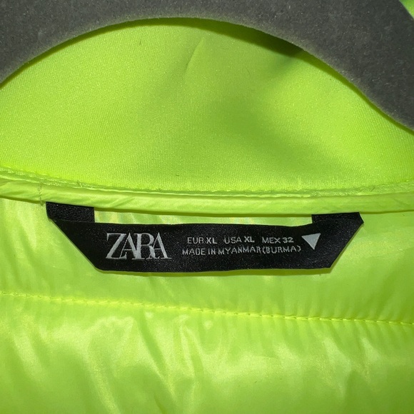 Zara Lime Green Cropped Puff Jacket - Picture 3 of 3